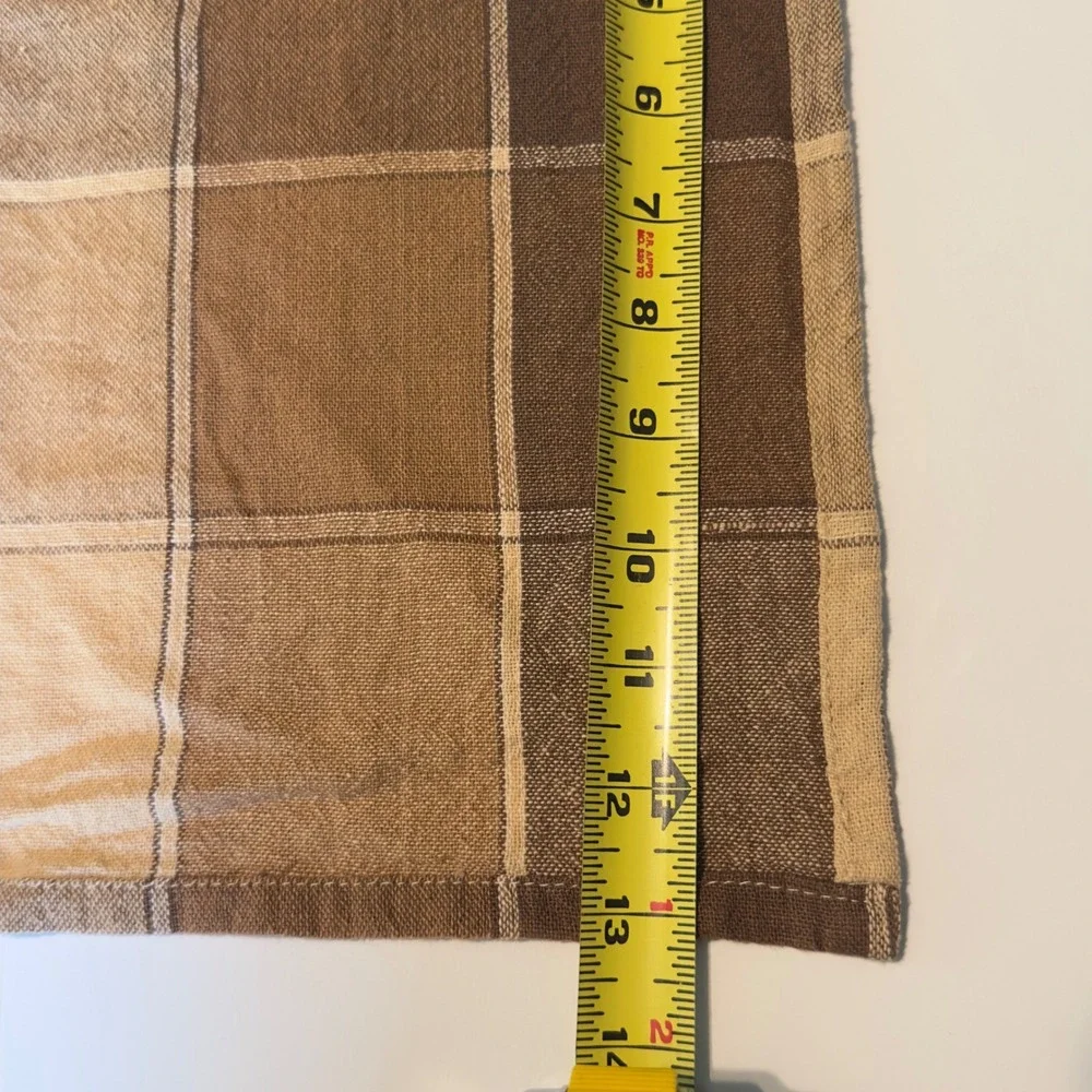 Lot of 3 Cotton Valances Brown Tan Plaid Farmhouse Rustic 62x13.5 Modern Country
